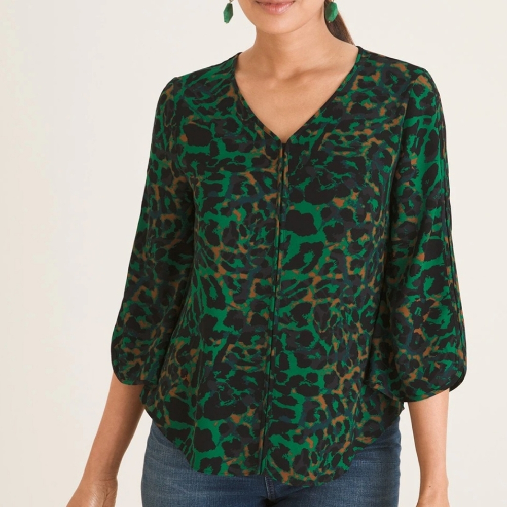 Chico's Animal Print V-Neck Top